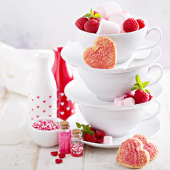 Wall Mural - Valentines day sugar cookies in stacked cups