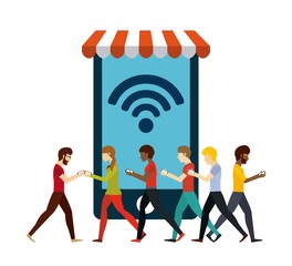 Wall Mural - wifi connection design 