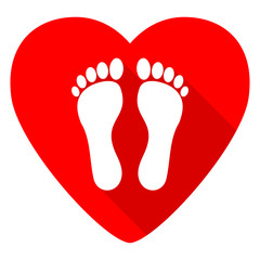 Poster - foot red heart valentine flat icon
