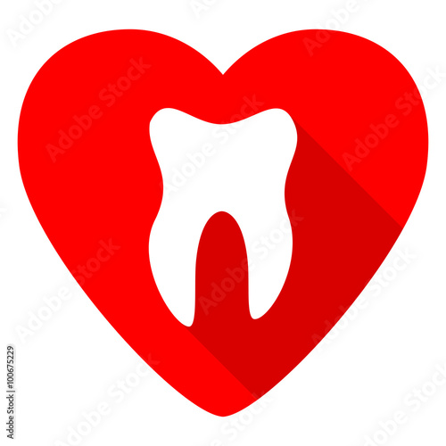 Fotografía Diente icono plana valentín corazón rojo