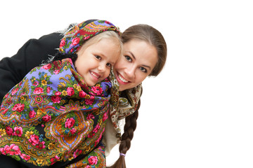 Wall Mural - beautiful smiling mother and daughter