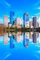 Houston Texas Skyline with modern skyscrapers and blue sky view