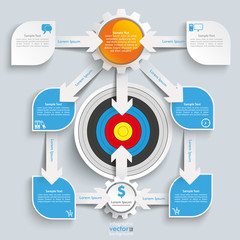 Canvas Print - Paper Arrows Big Flowchart Infographic Target