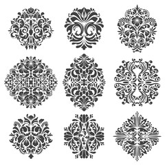 Wall Mural - Baroque elements. Floral ornate pattern, ornament decoration, vector illustration, royal vignette