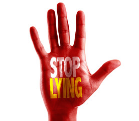 Stop Lying written on hand isolated on white background