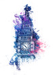 Colorful watercolor painting of Big Ben