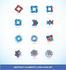 Poster - Corporate business blue red logo elements set