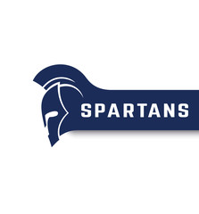 Wall Mural - Spartans logo with warrior helmet with mohawk, vector illustration