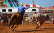 A cowboy chasing a bull with a rope on a rodeo event, Utah, USA