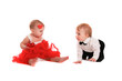 couple girl and boy babies playing with hearts concept valentine