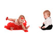 couple girl and boy babies playing with hearts concept valentine