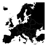 Fototapeta Mapy - Black blank map of Europe