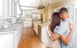 © Andy Dean - Young Military Couple Inside Custom Kitchen and Design Drawing Combination