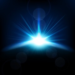Wall Mural - Blue Rays rising from horizon