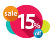 15% discount logo colorful circles