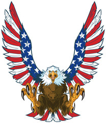 Screaming Eagle with American Flag Wings Vector Clip Art