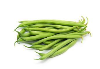 Wall Mural - green beans on white background