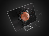 Fototapeta Sport - basketball destroy computer screen.