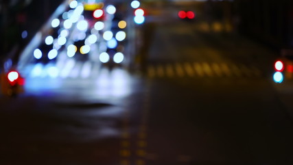 Wall Mural - Night intersection in USA, NYC. Traffic. Blurred