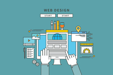 circle color line flat design of web design, modern vector illustration