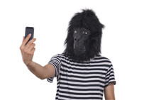 Gorilla Man Taking Photos With His Phone.