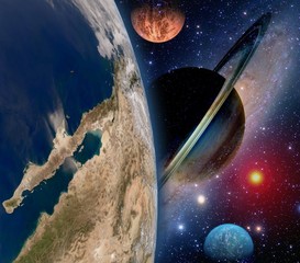 Wall Mural - Astrology astronomy earth space solar system creation saturn planet star galaxy. Elements of this image furnished by NASA.