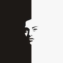 Woman Face - Half Black Half White