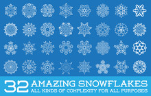 Set Of Snowflakes Fractals Or Mandala Icons Great For Christmas Or Ethnic Use In Vector