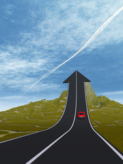 Conceptual arrow road over mountain