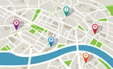 Fototapeta Mapy - City map with navigation icons
