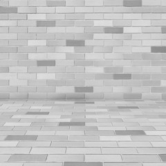 Wall Mural - Room perspective white brick wall texture for background