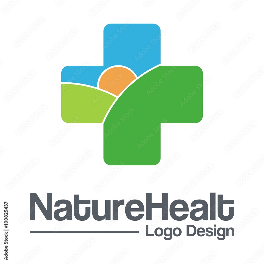 Cross Hospital Logo - Nature Healt Design Logo Vector Stock Vector ...
