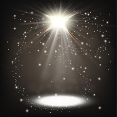 Wall Mural - White spotlight shining with sprinkles floating
