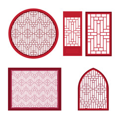 Wall Mural - Window and door with asian pattern