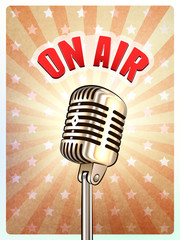 Retro Microphone On Air Background Poster