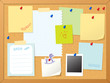 cork board & post it note vector illustration background