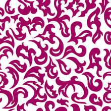 Purple Swirls On A White Background, Seamless Pattern
