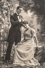 Young Couple In Love. Vintage Picture