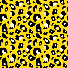 Colorful Extravagant Seamless Leopard Pattern In Yellow, Black A