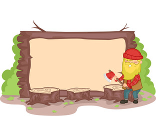 Wall Mural - Lumberjack Log Banner Tree Stump