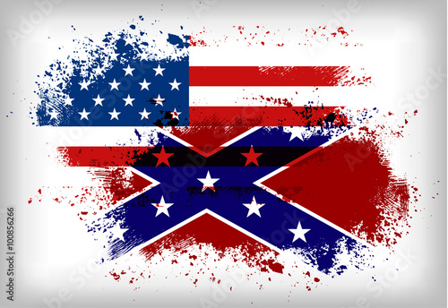 Fotografie, Tablou Confederate flag vs. Union flag. Civil war concept