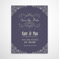 Sticker - Wedding Invitation Card with floral decoration.