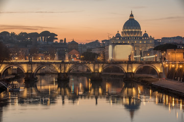Fototapete - Rome, Italy: St. Peter's Basilica, Saint Angelo Bridger