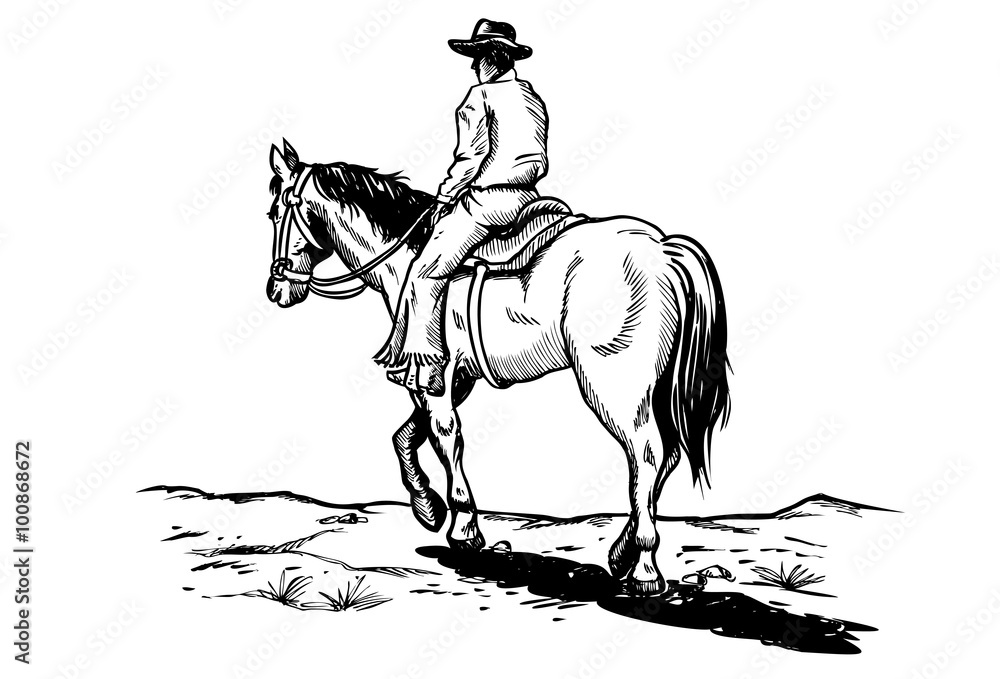 cowboy on horseback drawing