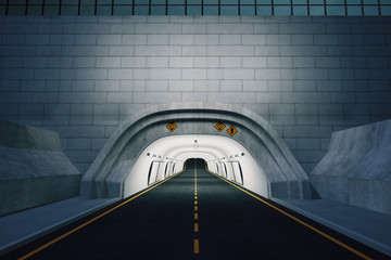 Canvas Print - the entrance to the tunnel at night