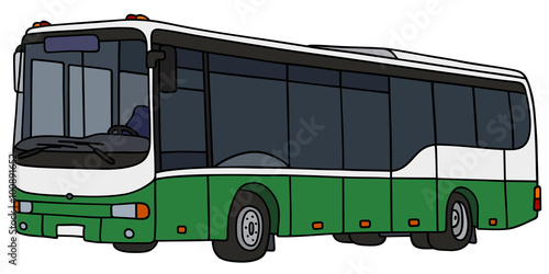 Fotografia, Obraz Green city bus / Hand drawing, vector illustration