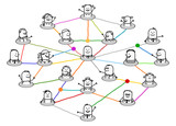 Fototapeta  - cartoon connected people on big social network