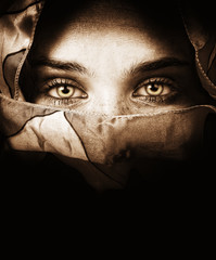 woman with veil and beautiful eyes