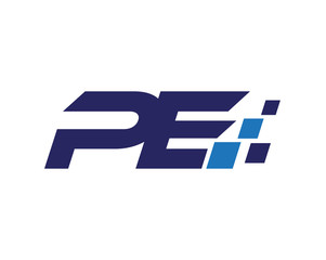 PE digital letter logo