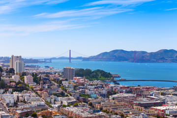 Wall Mural - San Francisco city bay and Golden Gate bridge